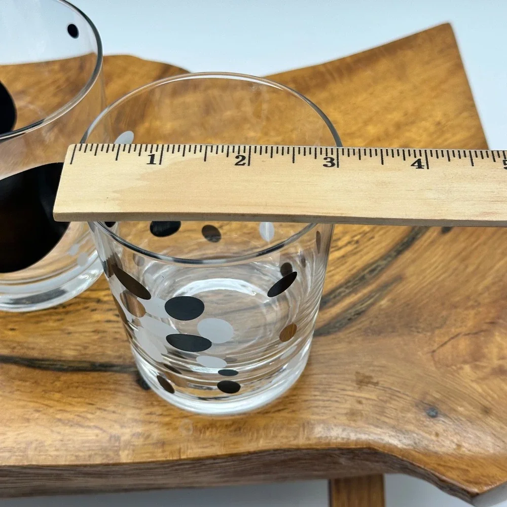 Ikea Polka Dot Glasses Made in Poland Set of 3 Tumblers Old Fashioned Bar Glass